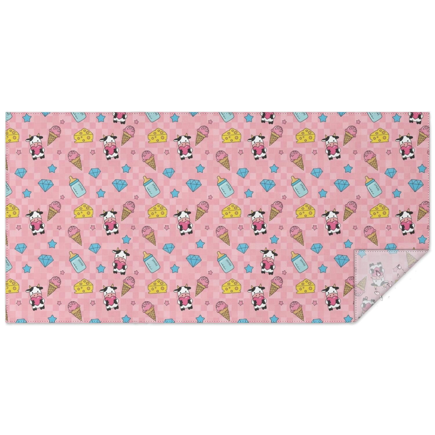 Cow and Star Pink Pattern Waterproof Tablecloth, Rectangular Restaurant ...