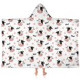 thumbnail image 1 of Cow and Text White Pattern Hooded Bath Towel Wrap for Teens Ages 3 To 12, Soft Lightweight Quick Dry Microfiber Bath Beach Pool, 60"x35", 1 of 6