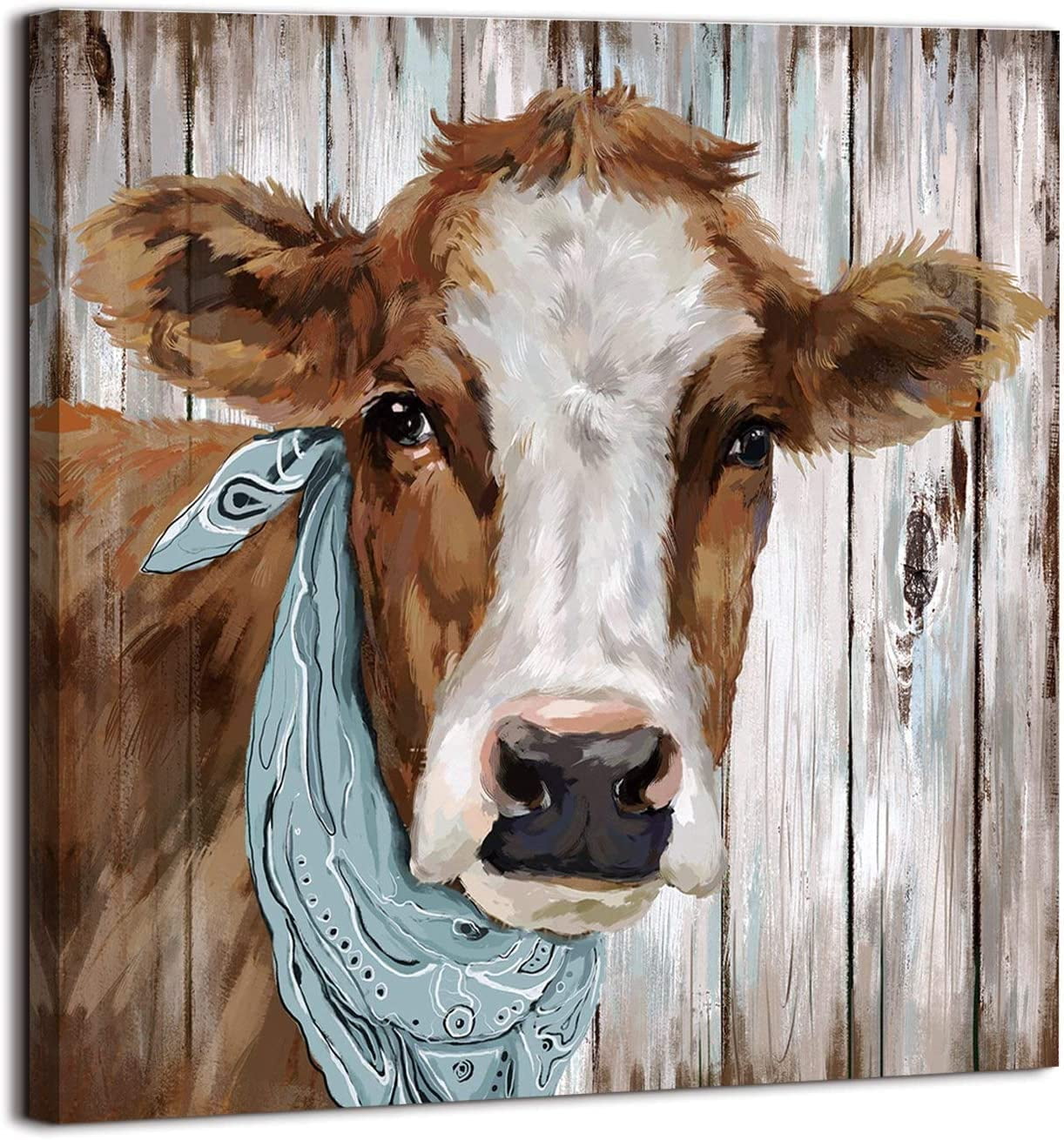 Cow canvas decor, farmhouse wall art pictures for Bathroom Bedroom