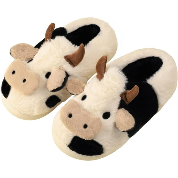 Cow cotton slippers winter fashion girls anti-slip household couple slippers Home cotton slippers plush thickened warm cotton slippers