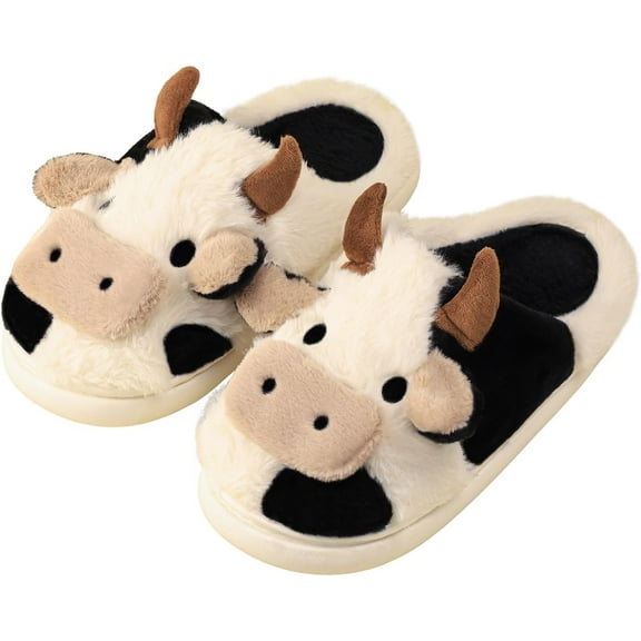 Cow cotton slippers winter fashion girls anti-slip household couple slippers Home cotton slippers plush thickened warm cotton slippers