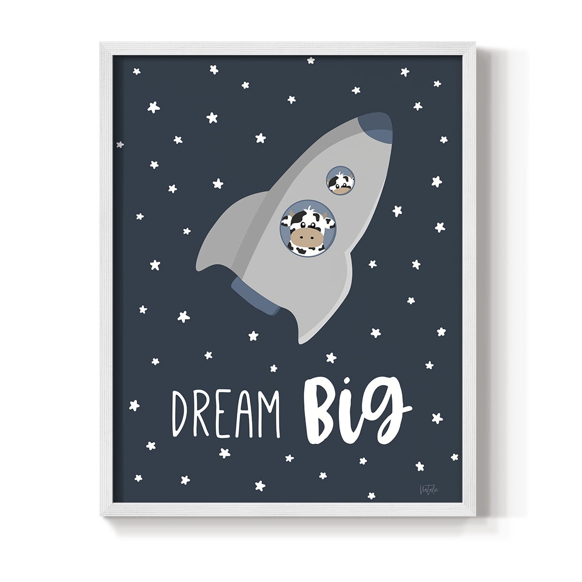 Cow in Space I in Paper Solid Wood 11 x 14 Framed Print