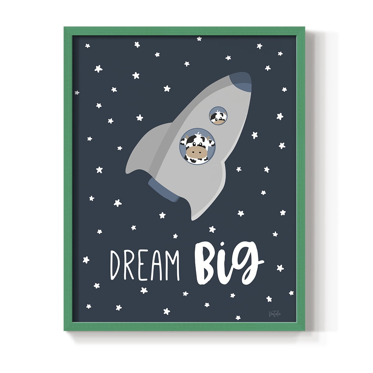 Cow in Space I in Paper Solid Wood 11 x 14 Framed Print