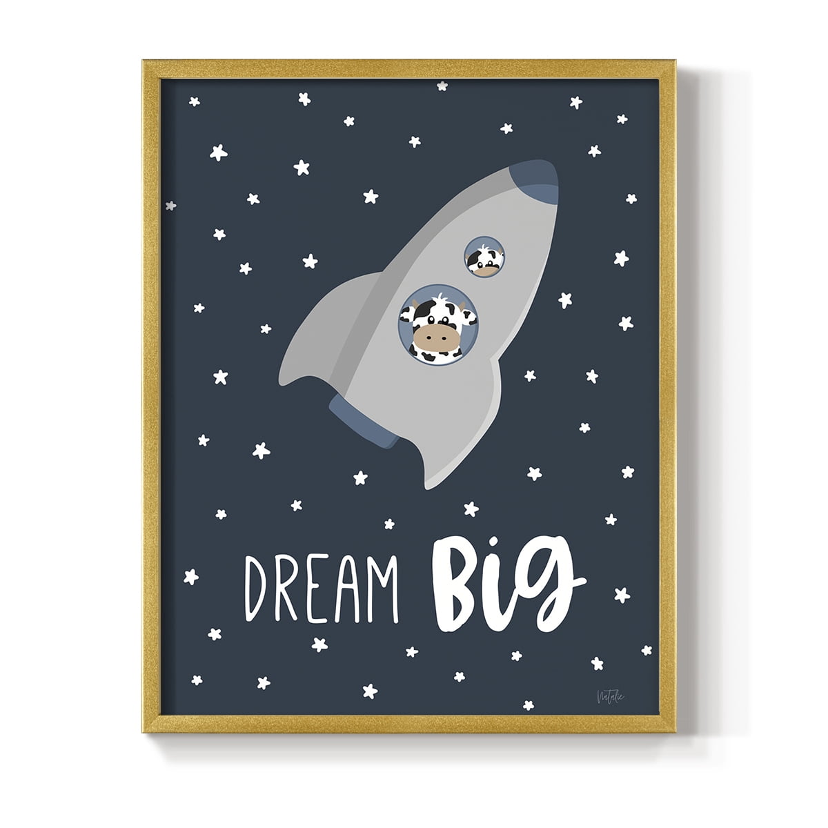 Cow in Space I in Paper Solid Wood 16 x 20 Framed Print