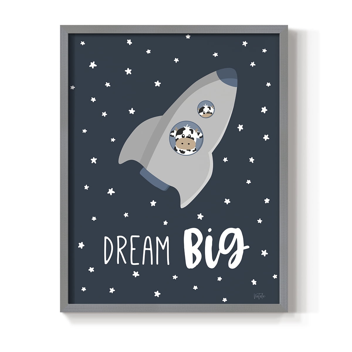Cow in Space I in Paper Solid Wood 22 x 28 Framed Print