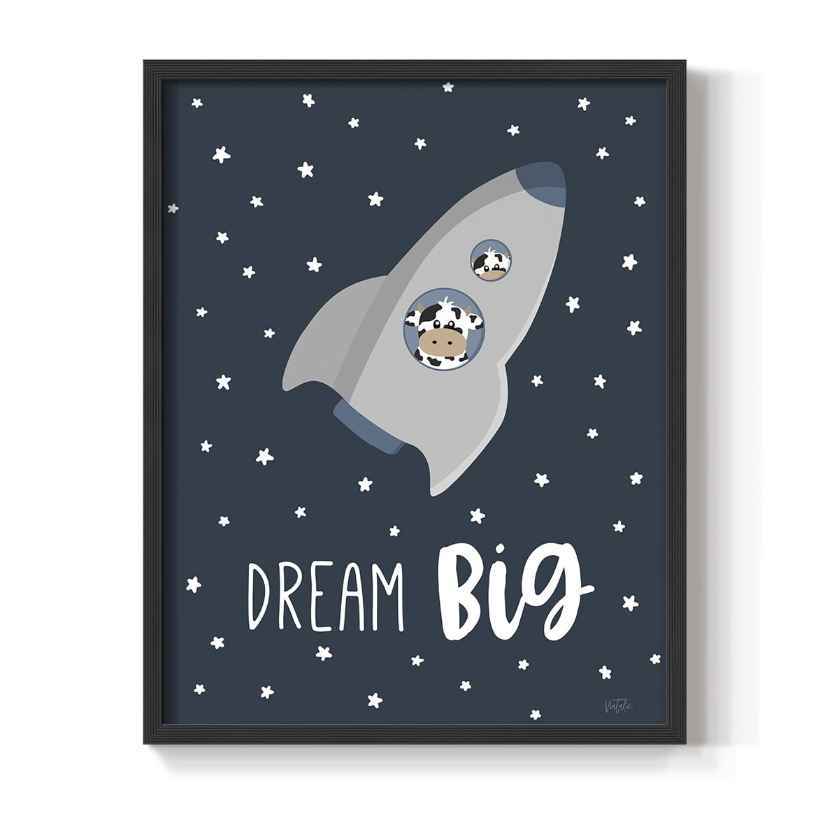 Cow in Space I in Paper Solid Wood 22 x 28 Framed Print