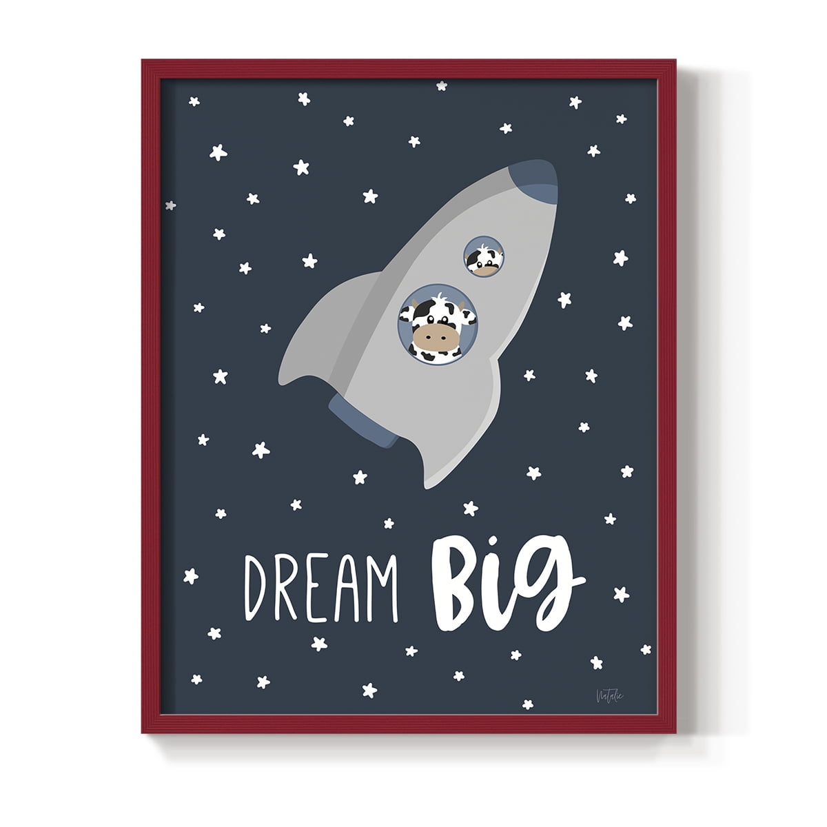 Cow in Space I in Paper Solid Wood 8 x 10 Framed Print