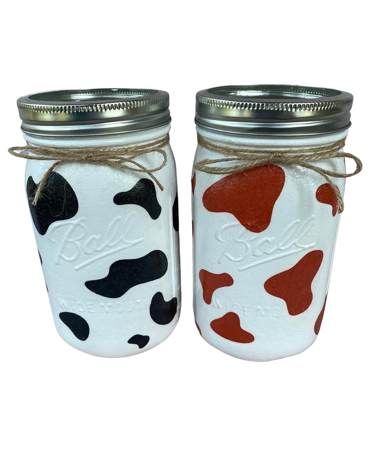 Cow print mason jars/cowhide decor/farm animal party decor/cow
