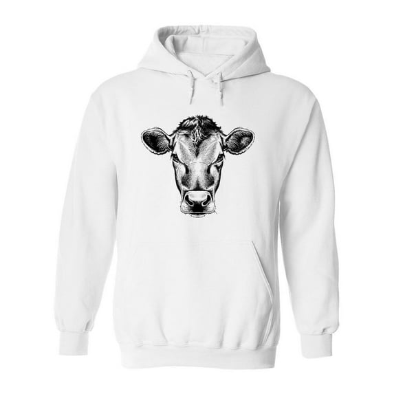 Cow's Face Pencil Drawing Hoodie Men -Image by Shutterstock, Male Small