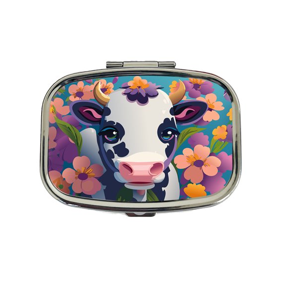 Cow with Flowers Small Travel Handbag Pill Box Case