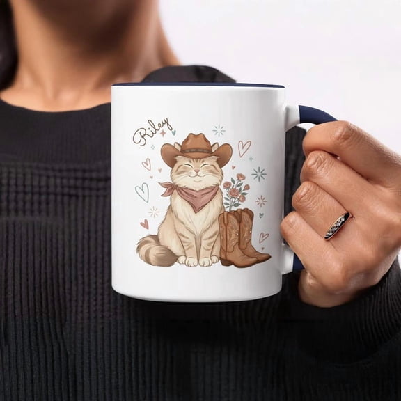 CowB1Oy C1At Mug, PerS1onalized Maine C1oon Gift, Western Kitten Coffee Cup, Cute Pet Lover Present, C1At Dad Mug, C1At Mom Mug, Farmhouse DE1cor