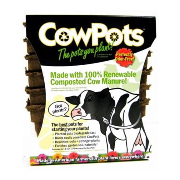 COWPOTS LLC Plantable Pots, Square, 3-In., 12-Pk. CP 3 SQ 12PK - 12PKS