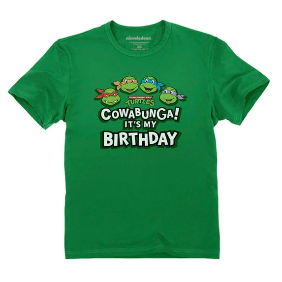 Cowabunga Its My Birthday Shirt TMNT Mutant Ninja for Boys Youth Kids T-Shirt Small Green