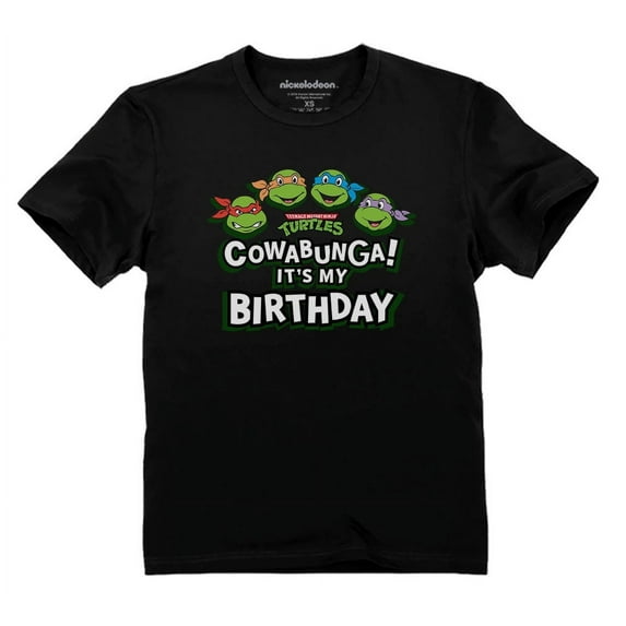 Cowabunga Its My Birthday Shirt TMNT Mutant Ninja for Boys Youth Kids T-Shirt X-Small Black