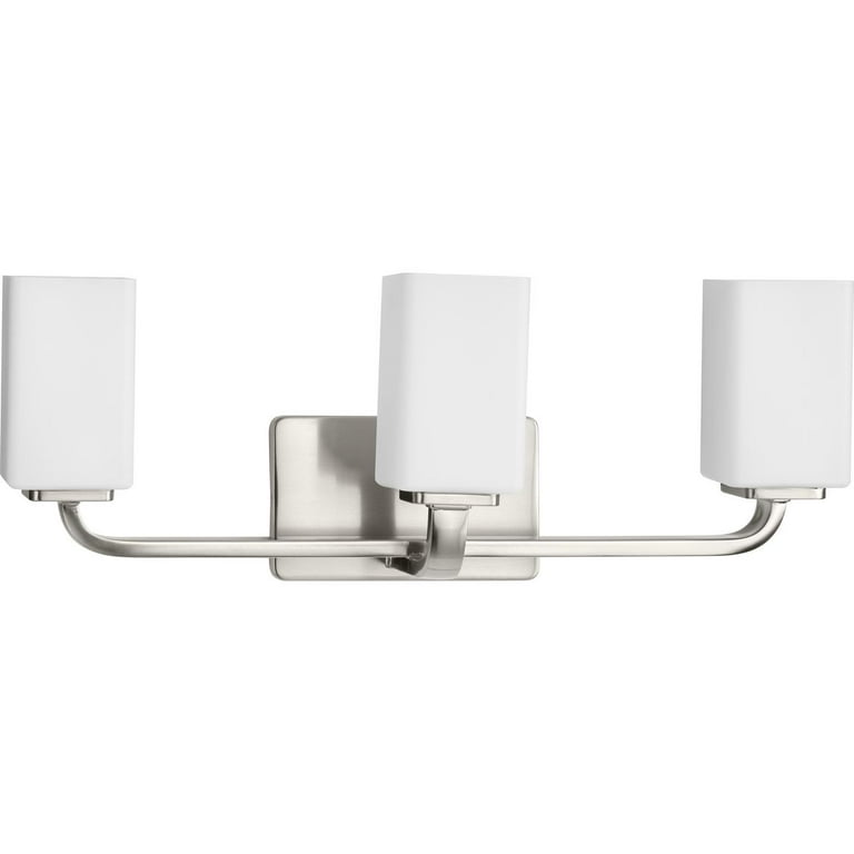 Progress Lighting Glide 4-Light Bath Vanity - Etched Opal Glass, Brushed Nickel, Coastal Style
