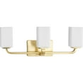 thumbnail image 1 of Cowan Collection Three-Light Modern Satin Brass Etched Opal Glass Bath Vanity Light, 1 of 2