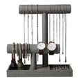 thumbnail image 1 of Coward 2 Tier Bracelet Holder, Detachable T Bar Jewelry Organizer Display Stand for Necklace Bangle Watches(Gray Linen), 1 of 6