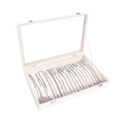 Coward 20 Hooks Necklace Holder Organizer Display Case Box,Jewelry Storage Tray with Glass Lid for Women(Beige)