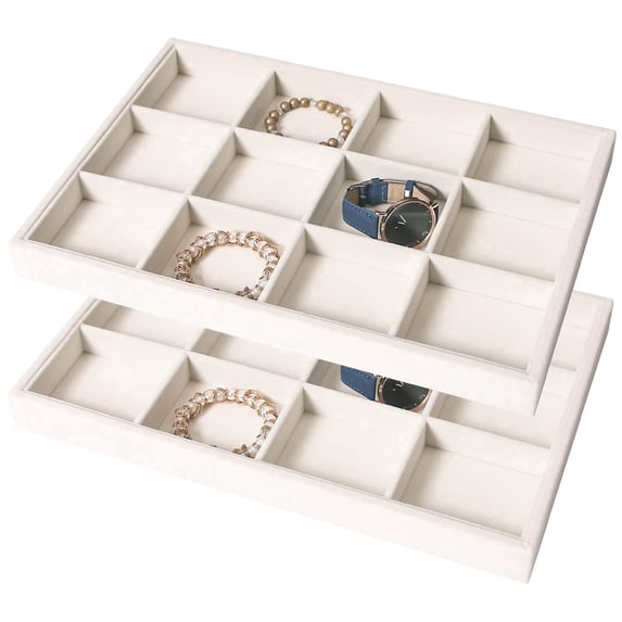 Coward 2PC Stackable 12 Grids Jewelry Organizer Tray Bracelet Necklace Earring Display Stand for Selling