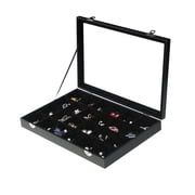 Coward Jewelry Organizer Box, Black Velvet 24 Grids Ring Earring Display Tray Case