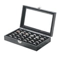 thumbnail image 1 of Coward Ring Organizer Display Case,Black Jewelry Storage Tray Boxes for Multiple Rings,Glass Lid,Stackable（30 Slots）, 1 of 6