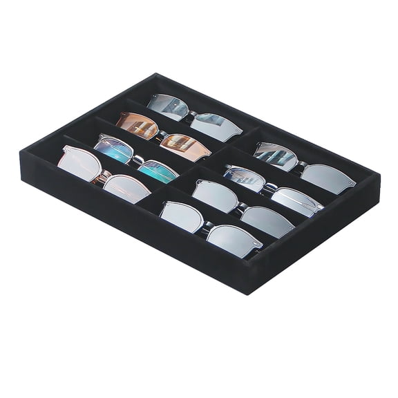 Coward Sunglass Organizer, Blacek Velvet Glasses Trays - Eyeglasses Watches Jewelry Display - Men Women (8 Grids)