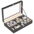 thumbnail image 1 of Coward Watch Case, Watch Organizer for Men, 12 Slot PU Leather Watch Box, Watch Holder, Portable Watch Display Case with Glass Window, 1 of 7