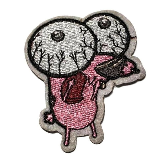 Cowardly Dog Cartoon Character 2.5 Inches Tall Embroidered Iron On Patch