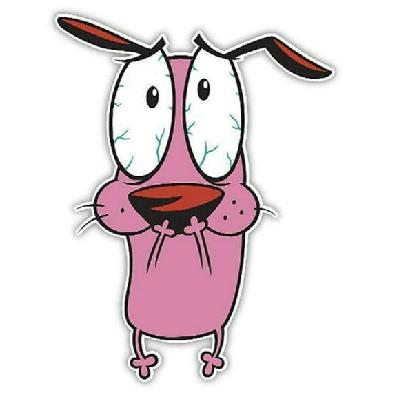 Cowardly Dog Cartoon Character 5 Inches Tall Waterproof Car Vinyl Decal Sticker