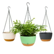 Cowb Manm 3 Pack Plastic Hanging Planters 8.3" Hanging Flowerpot with Drainage Hole Indoor Outdoor