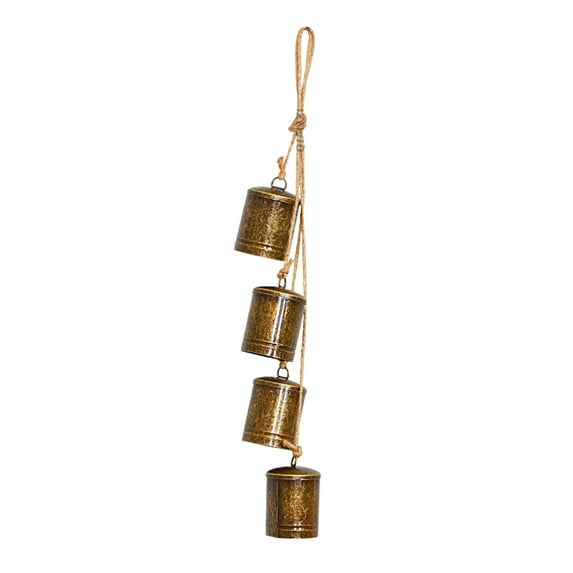 Cowbell Wall Hanging, Metal Cowbell Decoration, Vintage Shabby Style Christmas Rope Trumpet Bells, Durable Iron Material, Rustic Outdoor Indoor Festive Decor, 40cm Length