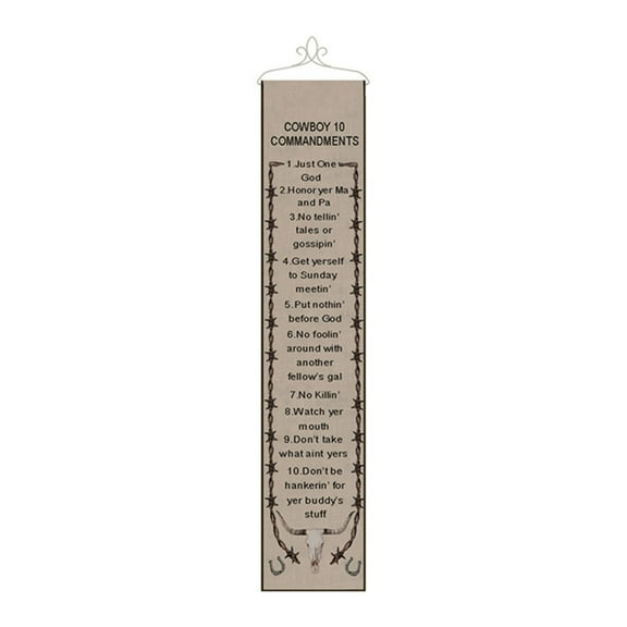 Cowboy 10 Commandments -9X41 Woven Tapestry Bell Pull