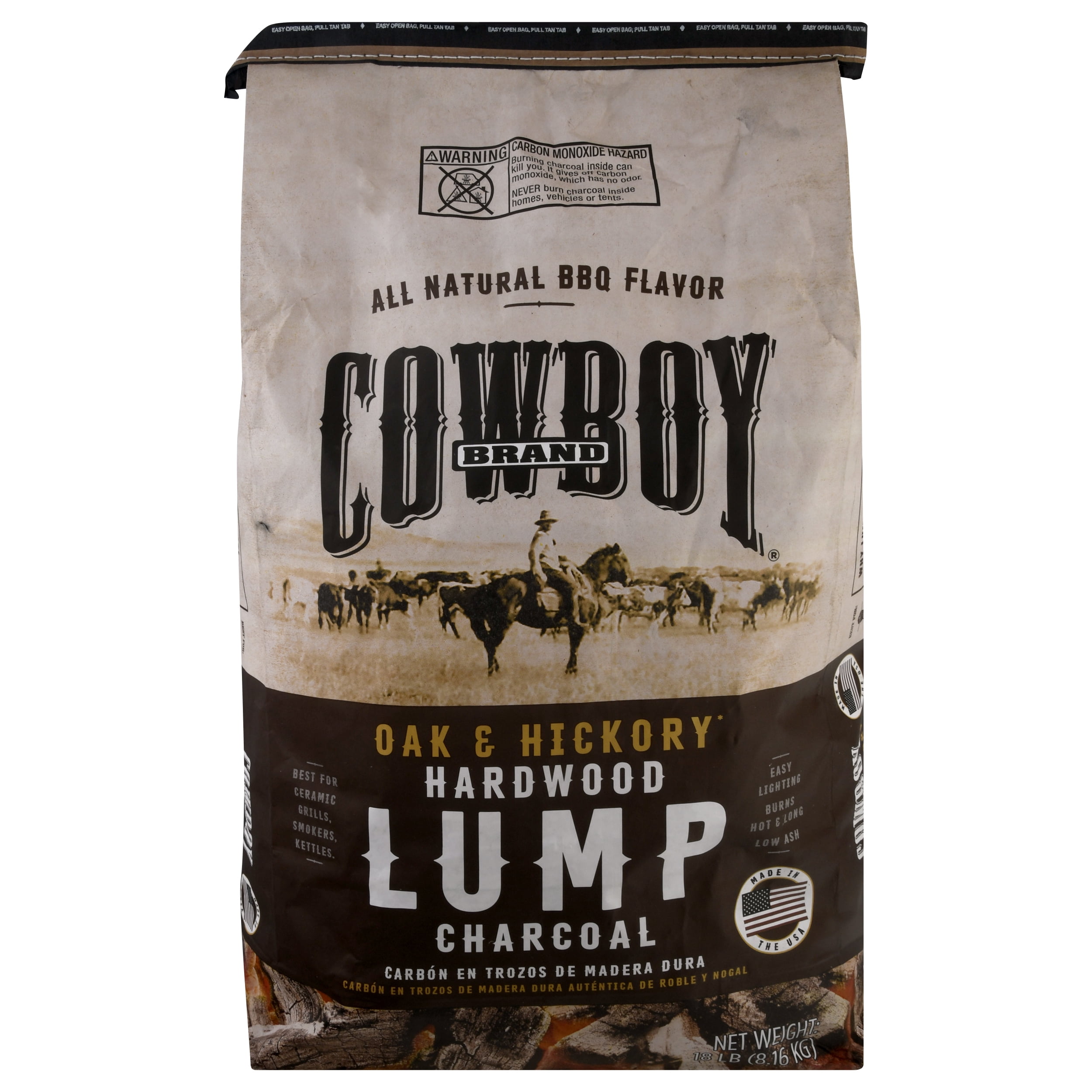 Cowboy 18 lb Oak & Hickory Hardwood Lump Charcoal