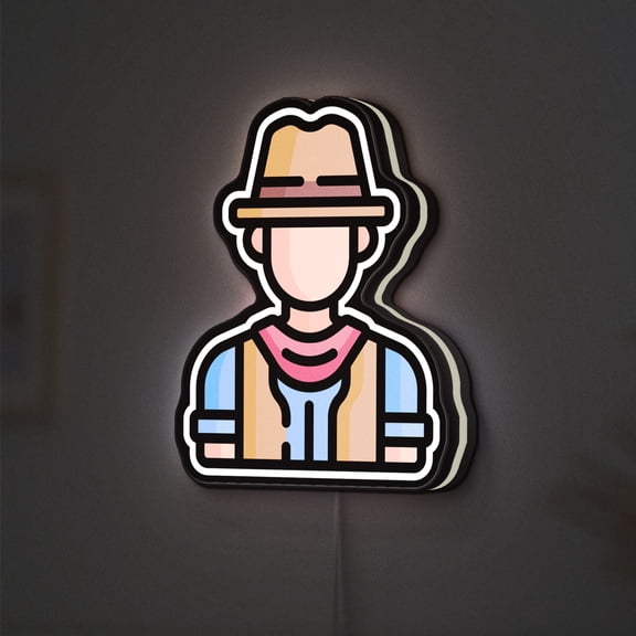 Cowboy 3D Novelty Light Box, Western Rodeo Room Decor, Light Sign, Ideal for Ranch Life Enthusiasts (Width 24 inch, 60cm)