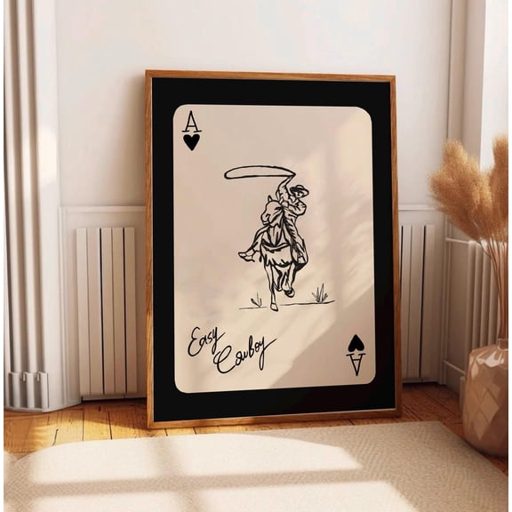 Cowboy Ace Playing Card Sketch Art Western Wall Decor Unframed Paper Print