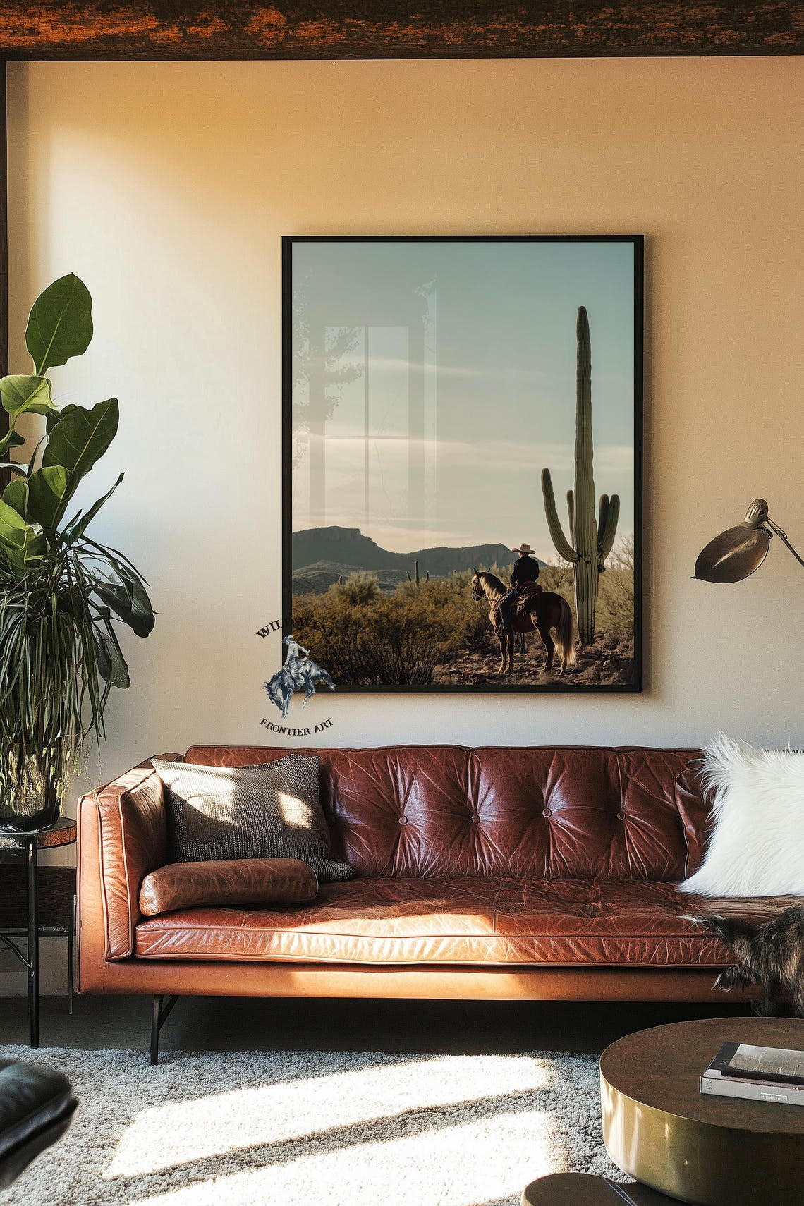 Cowboy And Cactus Western Art Print, Vintage Wild West Poster Home ...