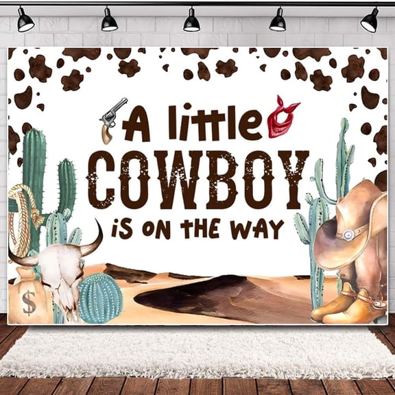 Cowboy Baby Shower Backdrop Western A Little Cowboy is On The Way Backdrop for Boy Kids Wild West Country Rodeo Photography Background for Newborn Party Decorations Props