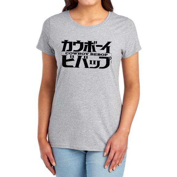 Cowboy Bebop Black Mono Logo Women's T Shirt, Athletic Heather, Large