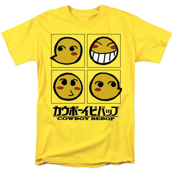Cowboy Bebop Ed Computer Faces Grid Unisex Adult T Shirt, Yellow, X-Large