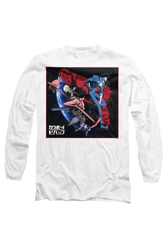 Let's Jam with the Bebop Crew Unisex Adult Long-Sleeve T Shirt, White, Small