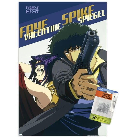 Cowboy Bebop - Spike & Faye Wall Poster with Pushpins, 14.725" x 22.375"