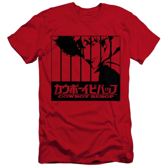 Cowboy Bebop Spike Intro Bars Unisex Adult Canvas Brand T Shirt, Red, Medium
