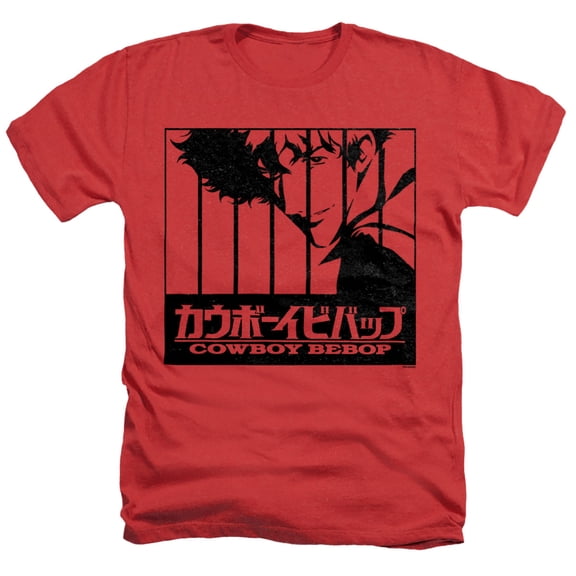 Cowboy Bebop Spike Intro Bars Unisex Adult Heather T Shirt, Red Heather, Large