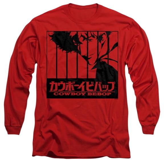 Cowboy Bebop Spike Intro Bars Unisex Adult Long-Sleeve T Shirt, Red, 2X-Large