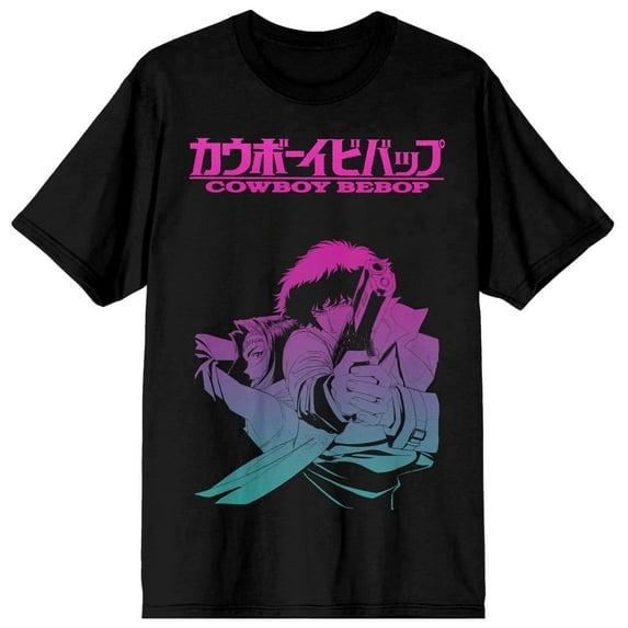 Cowboy Bebop Spike Spiegel And Faye Women's Black T-shirt-Large