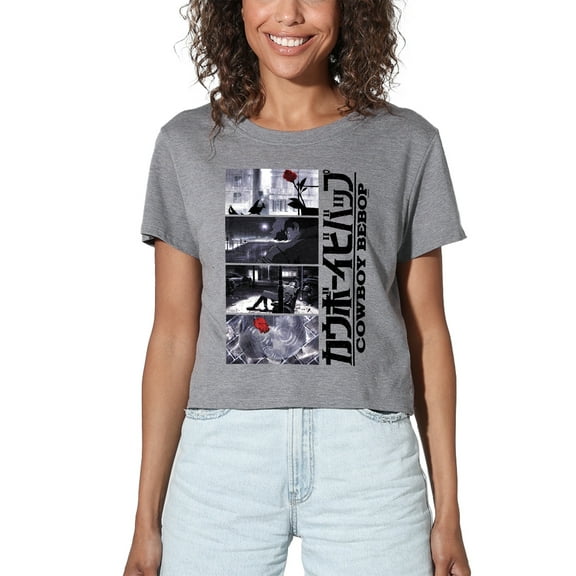 Cowboy Bebop Spike Spiegel Blues Outro Women's Crop Top T-Shirt, Athletic Heather, X-Large