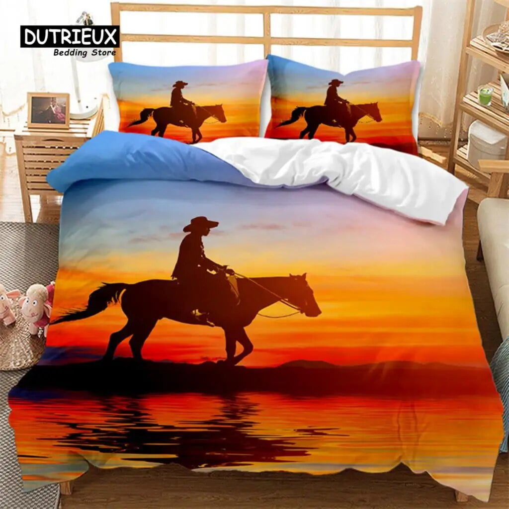 Cowboy Bedding Set Wild West Cowboys Western Style And Horses Themed