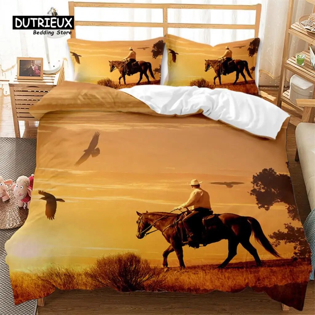 Cowboy Bedding Set Wild West Cowboys Western Style And Horses Themed