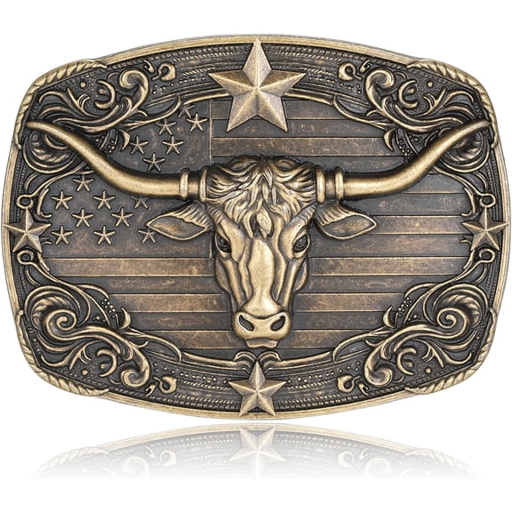 Cowboy Belt Buckle for Men Western Cowgirl Rodeo Longhorn Bull Belt Buckles
