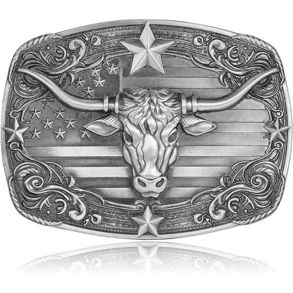 Cowboy Belt Buckle for Men Western Cowgirl Rodeo Longhorn Bull Belt Buckles
